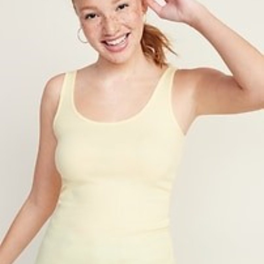 Ribbed Stretch Tank Top Yellow